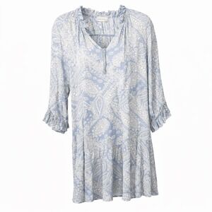 Momni Paisley Print Tiered Ruffle Dress Pastel Womens Size L Boho Peasant